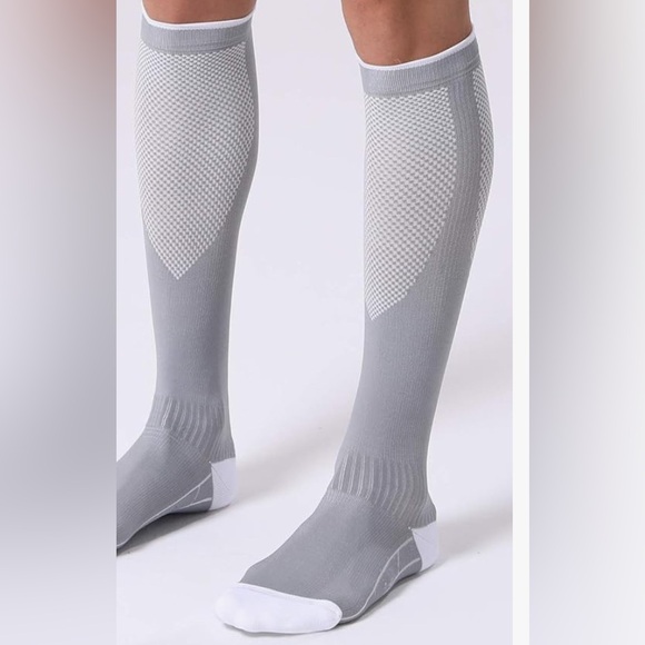 Fitrell 2 pairs compression support socks, unisex, 20-30mmHg, gray & black, S/M - Picture 2 of 7